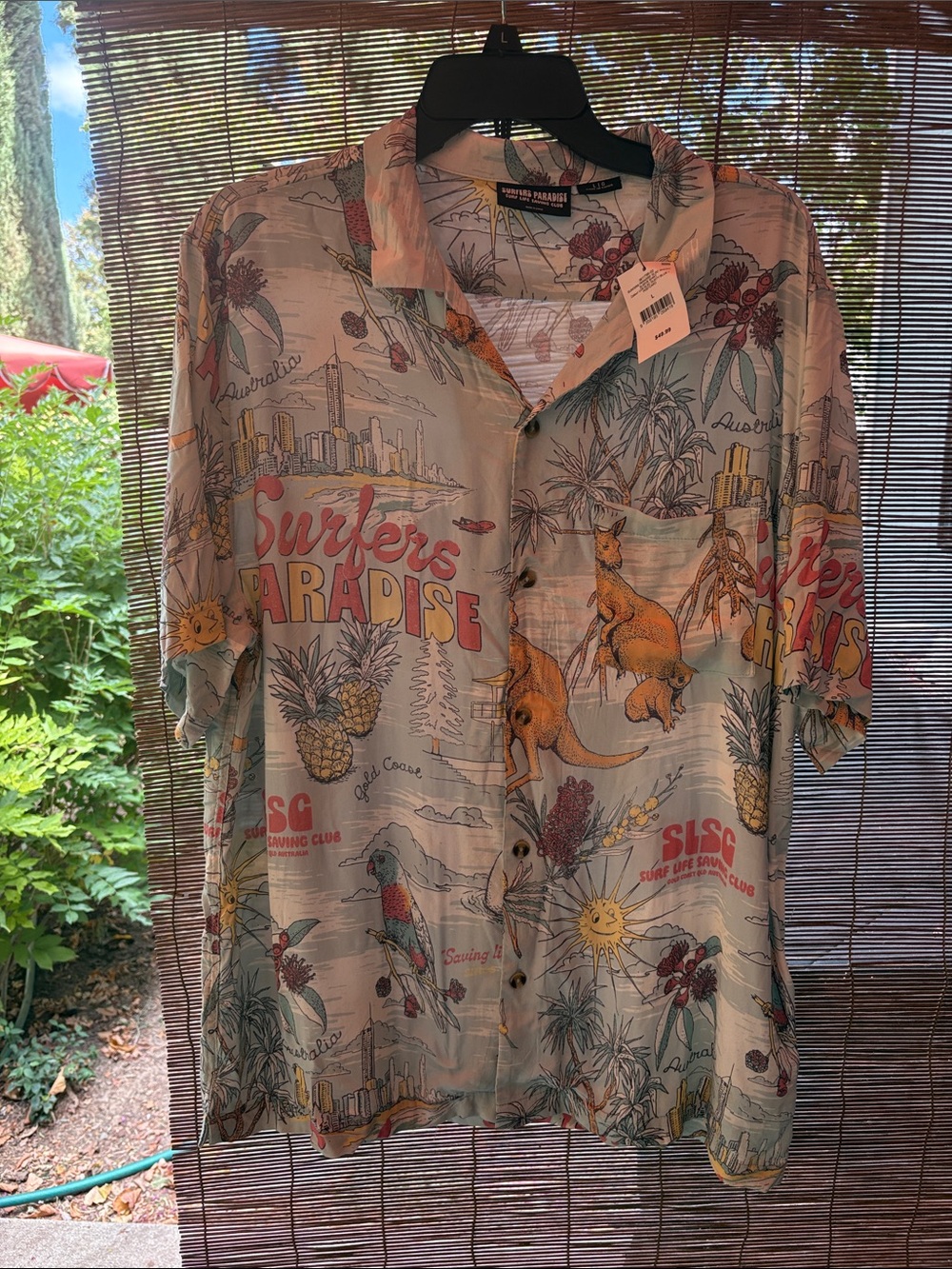 Surfer's Paradise by Cotton On Men's Button-Up Shirt - Light Blue Tropical Print